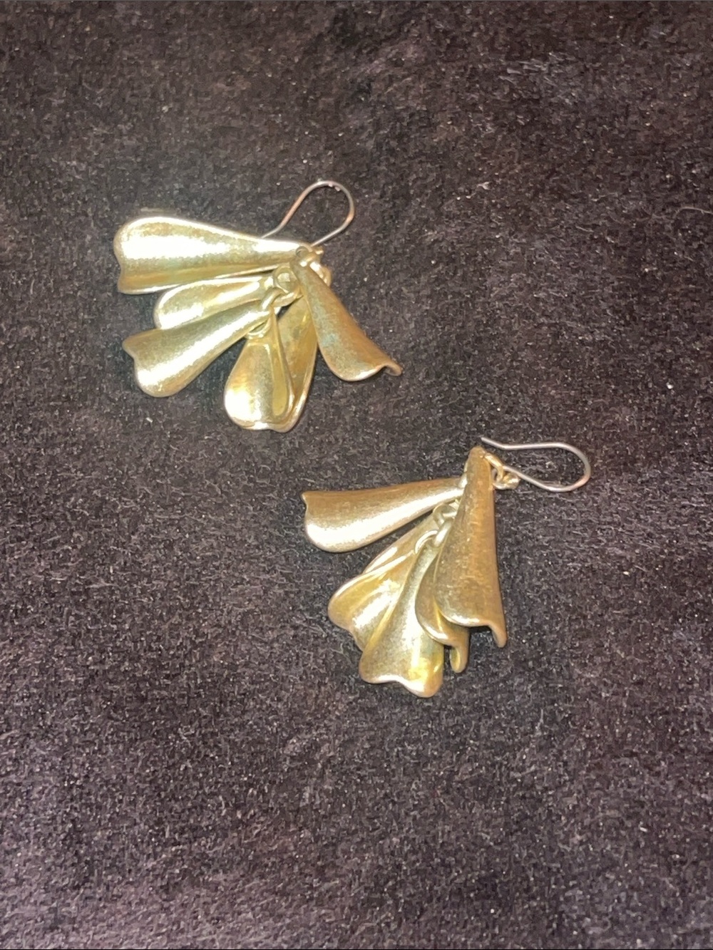 Gold-Tone Petal Cluster Drop Earrings